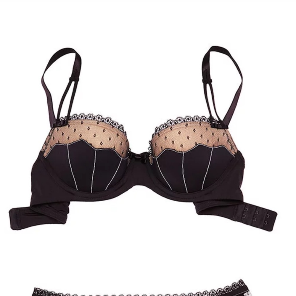 Adore Me Push-up Balconette Bra in size 34 D and color is black. - Picture 4 of 6